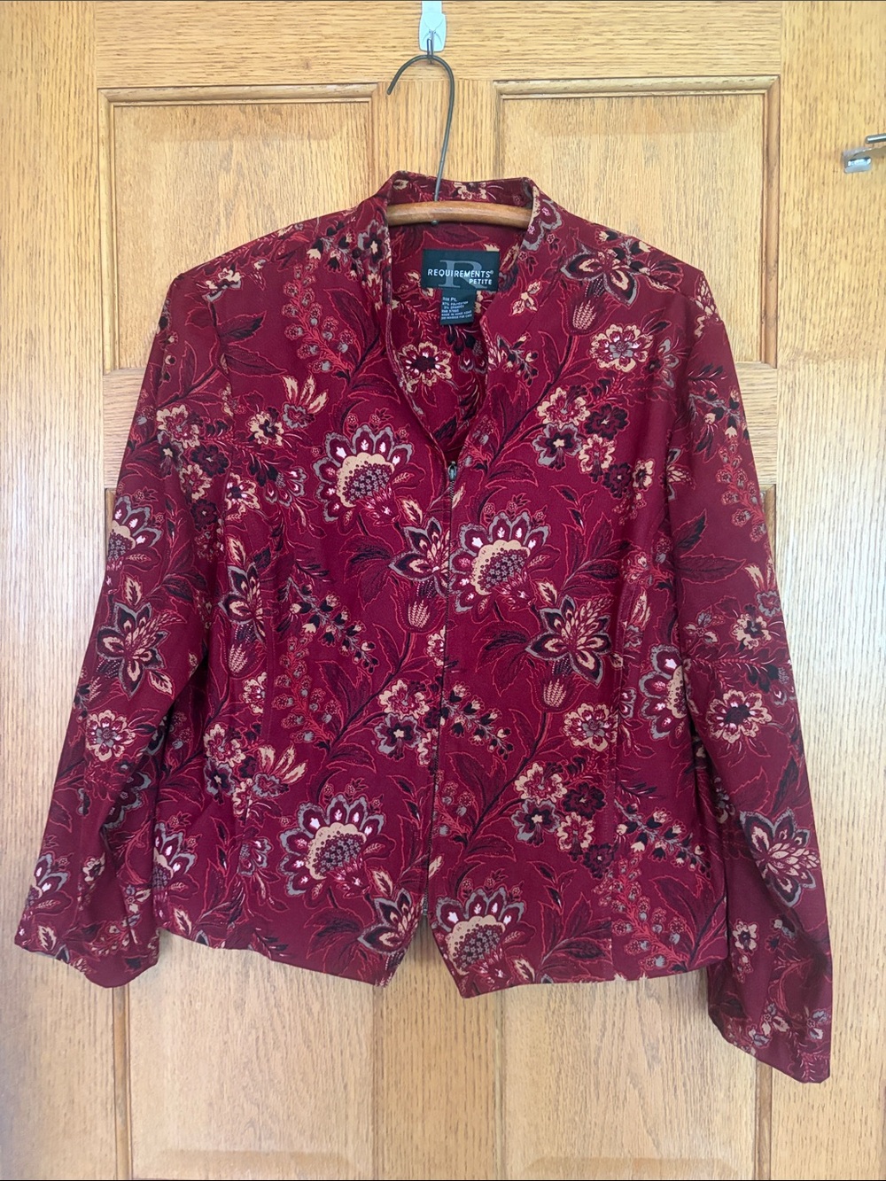 Requirements Burgundy Floral Blazer Jacket